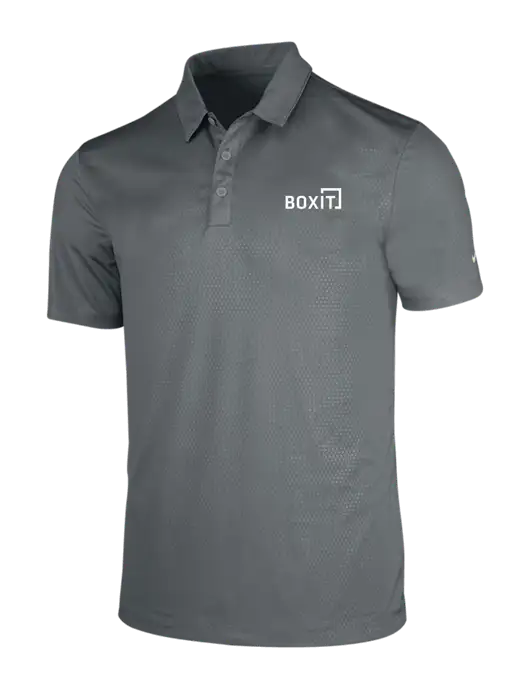 NIKE Medium Grey Dri-Fit Embossed Tri-Blade Polo w/BoxIt logo