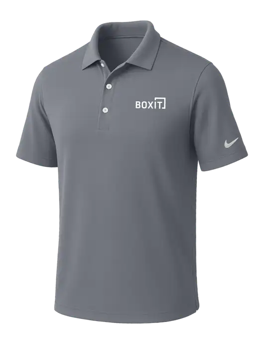 NIKE Medium Grey Dri-Fit Micro Pique Polo w/BoxIt logo