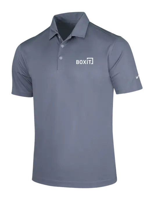 NIKE Medium Grey Dri-Fit Vertical Mesh Polo w/BoxIt logo
