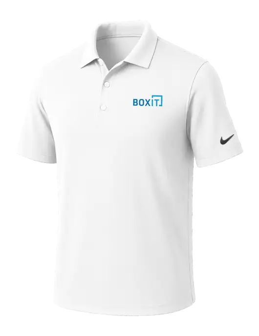 NIKE White Dri-Fit Micro Pique Polo w/BoxIt logo