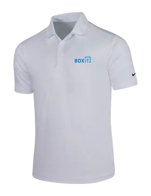 NIKE White Dri-Fit Vertical Mesh Polo w/BoxIt logo