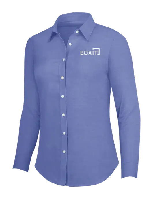 Navy Womens SuperPro Oxford Shirt w/BoxIt logo