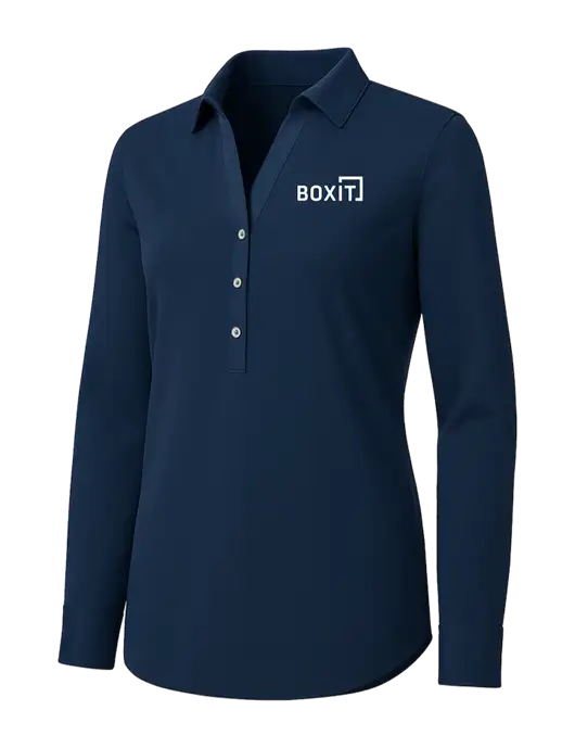 Womens Navy City Stretch Shirt w/BoxIt logo