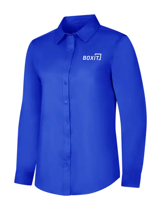 Womens Long Sleeve Dark Royal Superpro React Twill Shirt w/BoxIt logo