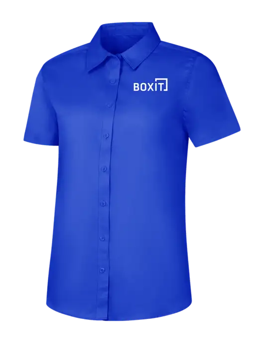 Womens Short Sleeve Dark Royal Superpro React Twill Shirt w/BoxIt logo