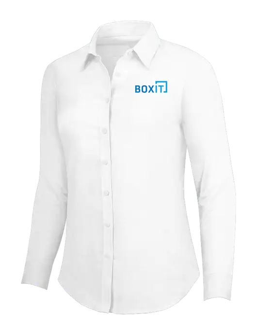 White Womens SuperPro Oxford Shirt w/BoxIt logo