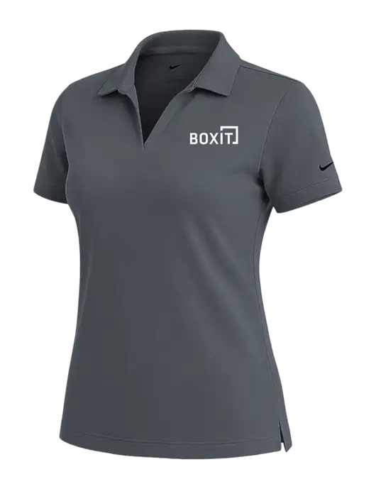 NIKE Dark Grey Womens Dri-Fit Micro Pique Polo w/BoxIt logo
