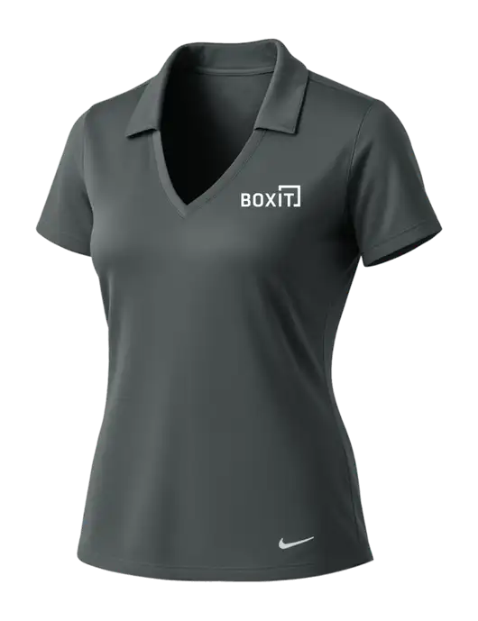 NIKE Dark Grey Womens Dri-Fit Vertical Mesh Polo w/BoxIt logo