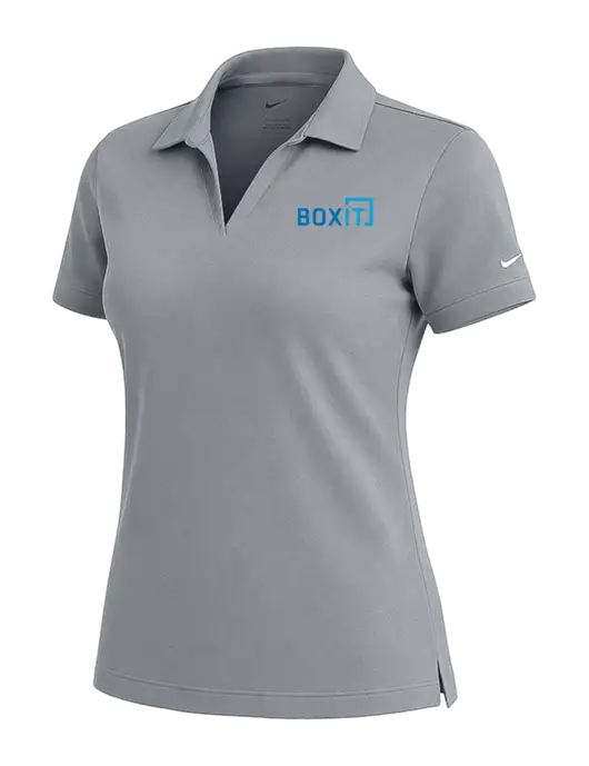 NIKE Medium Grey Womens Dri-Fit Micro Pique Polo w/BoxIt logo