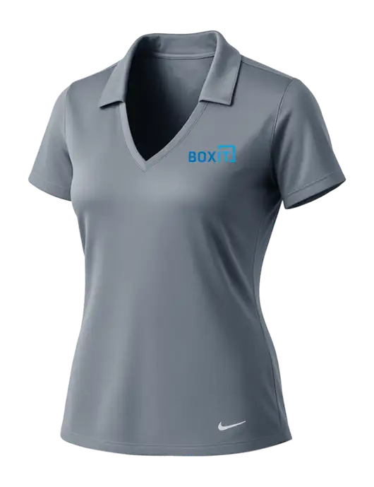 NIKE Medium Grey Womens Dri-Fit Vertical Mesh Polo w/BoxIt logo