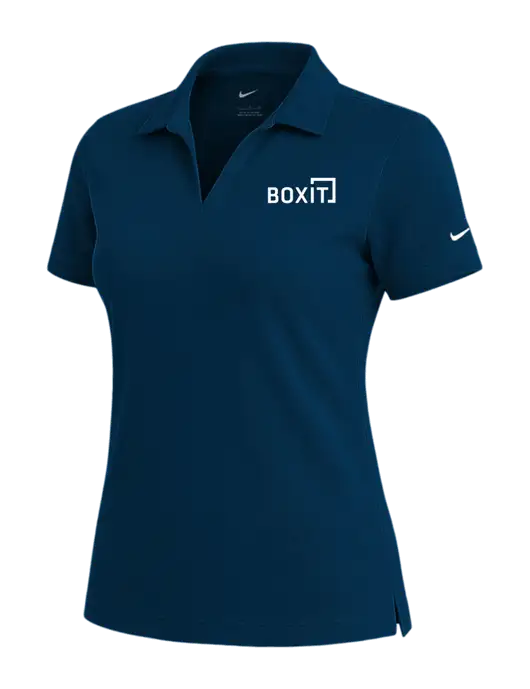 NIKE Navy Womens Dri-Fit Micro Pique Polo w/BoxIt logo