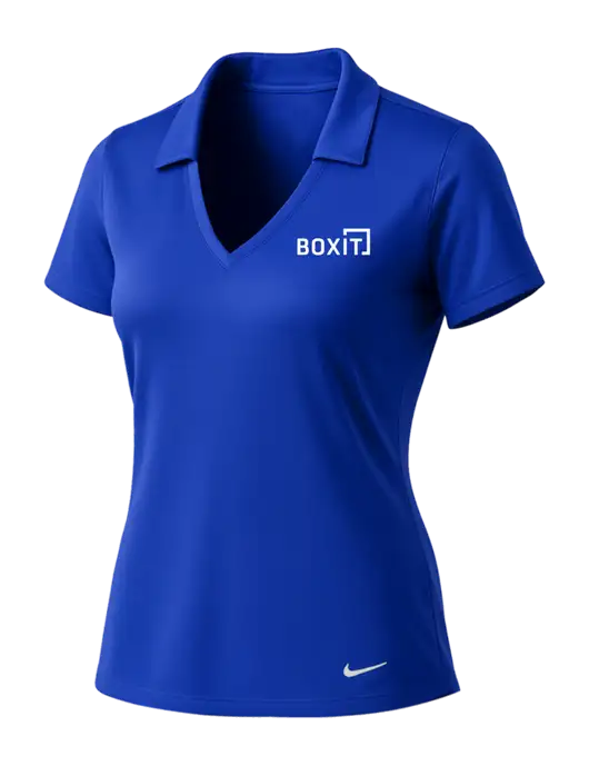 NIKE Dark Royal Womens Dri-Fit Vertical Mesh Polo w/BoxIt logo