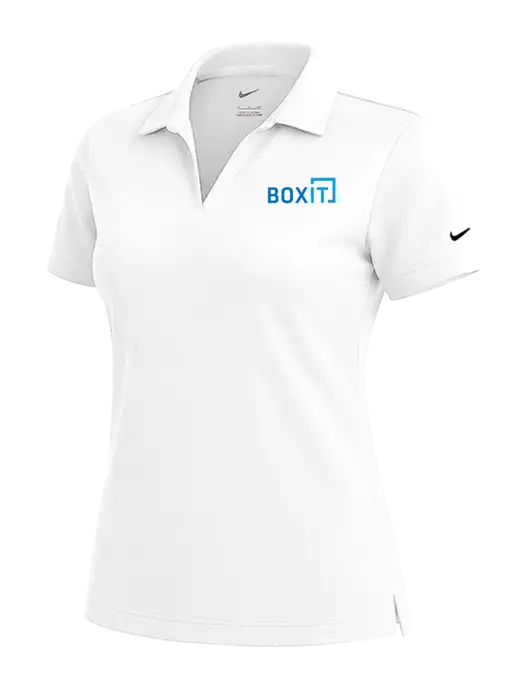 NIKE White Womens Dri-Fit Micro Pique Polo w/BoxIt logo