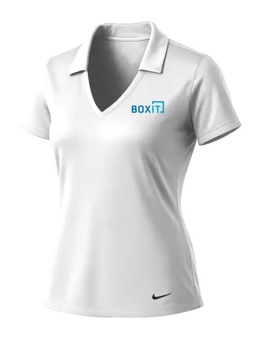 NIKE White Womens Dri-Fit Vertical Mesh Polo w/BoxIt logo
