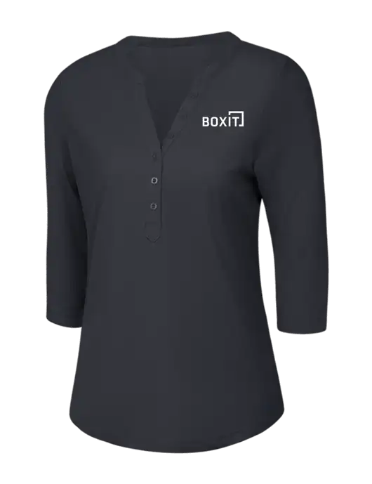OGIO Charcoal Grey Jewel Henley w/BoxIt logo