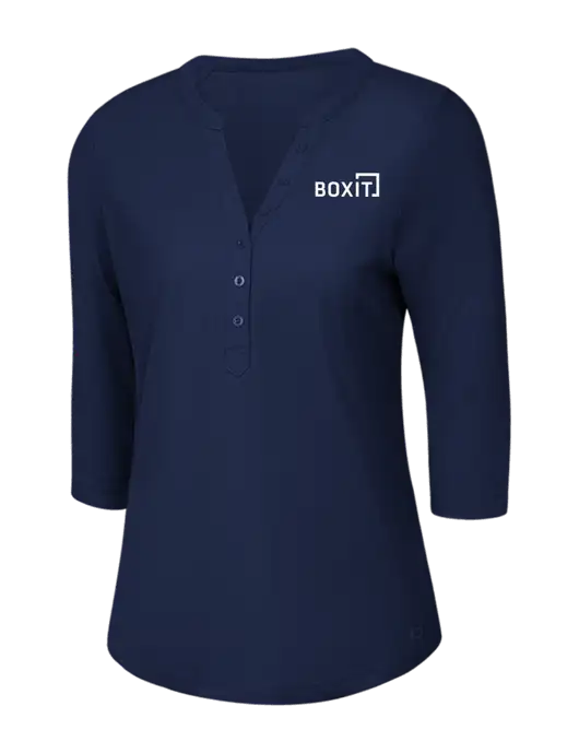 OGIO Navy Jewel Henley w/BoxIt logo
