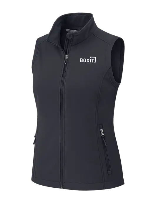 Charcoal Grey Womens Core Soft Shell Vest w/BoxIt logo