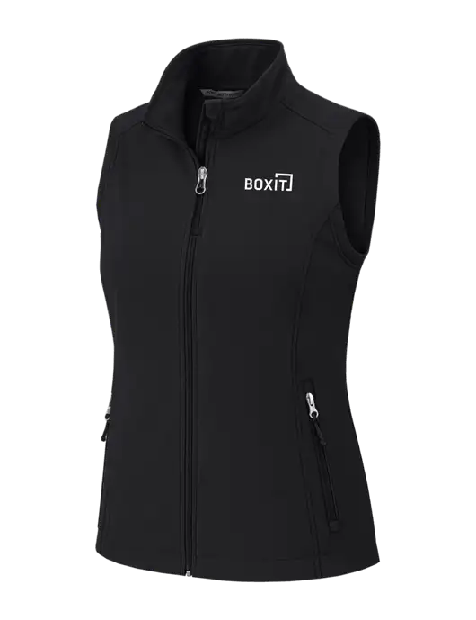 Black Womens Core Soft Shell Vest w/BoxIt logo