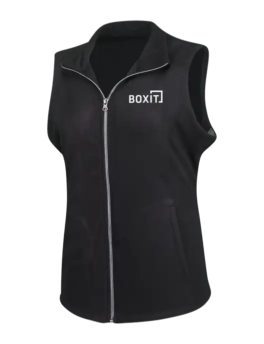 Black Womens Microfleece Vest w/BoxIt logo