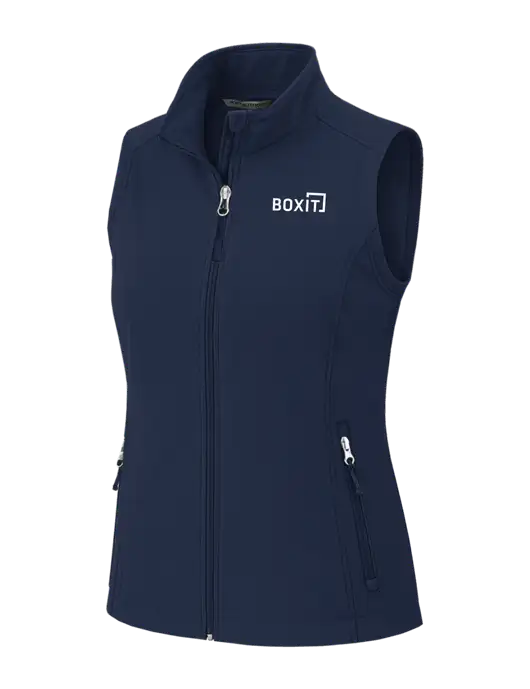 Navy Womens Core Soft Shell Vest w/BoxIt logo