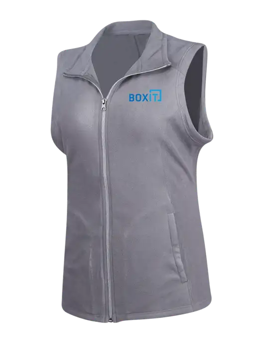Medium Grey Womens Microfleece Vest w/BoxIt logo