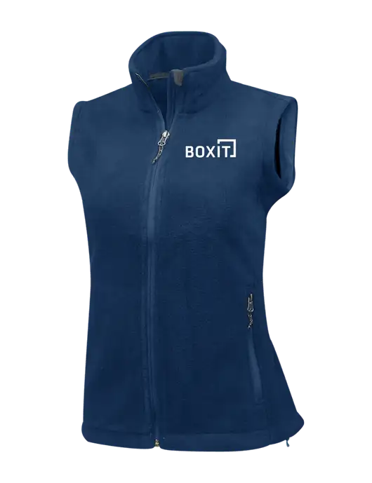 Navy Womens Fleece Vest w/BoxIt logo
