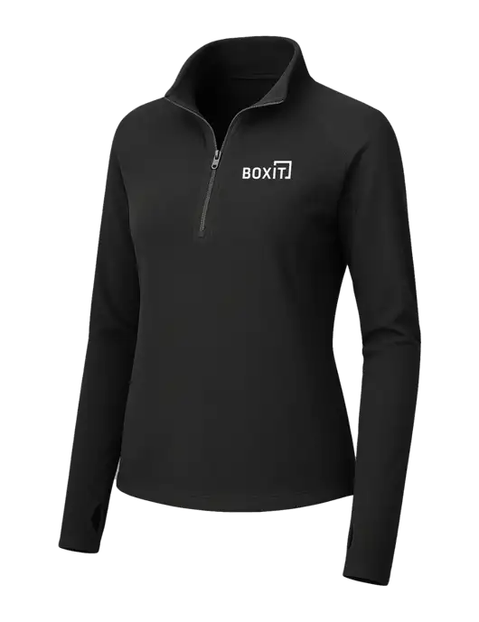 Womens Black Microfleece 1/2 Zip Pullover w/BoxIt logo