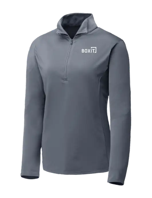 Medium Grey Womens Posicharge Competitor ¼ Zip Pullover w/BoxIt logo