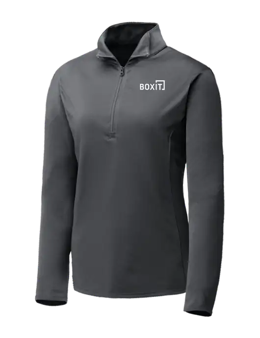 Dark Grey Womens Posicharge Competitor ¼ Zip Pullover w/BoxIt logo