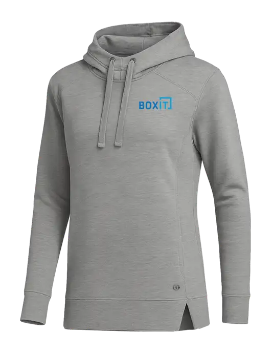 OGIO Heather Grey Womens Luuma Pullover Fleece Hoodie w/BoxIt logo