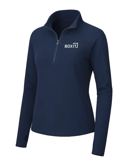 Womens Navy Microfleece 1/2 Zip Pullover w/BoxIt logo