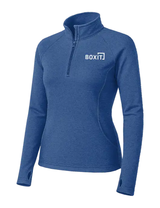 Royal Heather Womens Sport Wick Stretch 1/4 Zip Pullover w/BoxIt logo