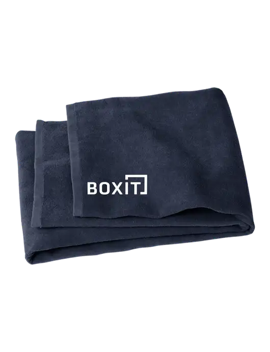 Navy Beach Towel w/BoxIt logo