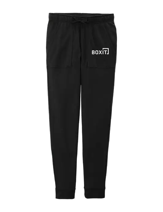Womens Posicharge Tri-blend Wicking Black Triad Solid Fleece Jogger w/BoxIt logo
