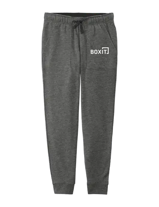 Womens Posicharge Tri-blend Wicking Dark Grey Heather Triad Solid Fleece Jogger w/BoxIt logo