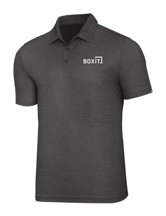 TravisMathew Black Heather Oceanside Polo w/BoxIt logo