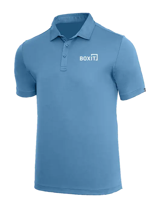 TravisMathew Dark Carolina Blue Coto Performance Polo w/BoxIt logo