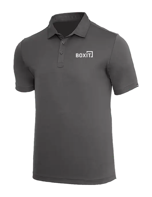 TravisMathew Med Dark Grey Coto Performance Polo w/BoxIt logo