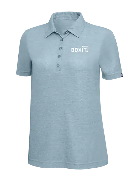 TravisMathew Light Blue Heather Womens  Oceanside Polo w/BoxIt logo