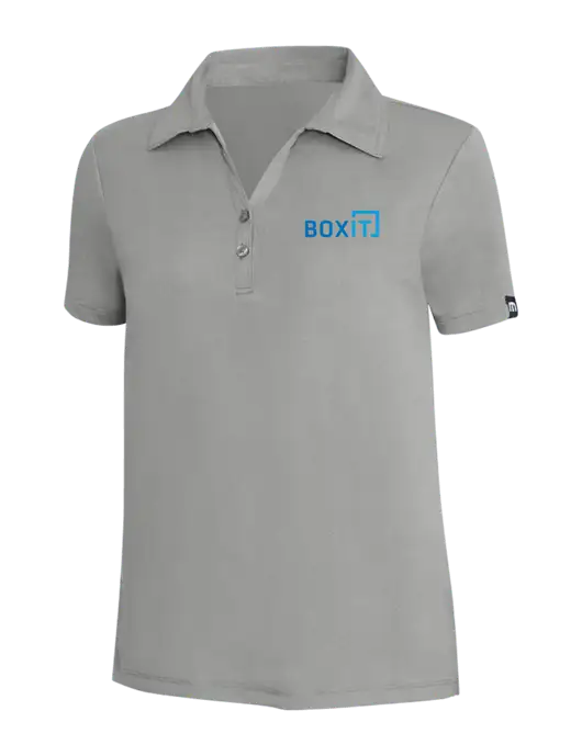 TravisMathew Light Grey Heather Womens Coto Performance Polo w/BoxIt logo