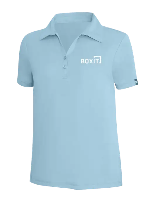 TravisMathew Light Sapphire Heather Womens Coto Performance Polo w/BoxIt logo