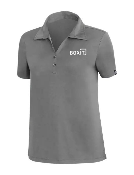 TravisMathew Med Dark Grey Womens Coto Performance Polo w/BoxIt logo