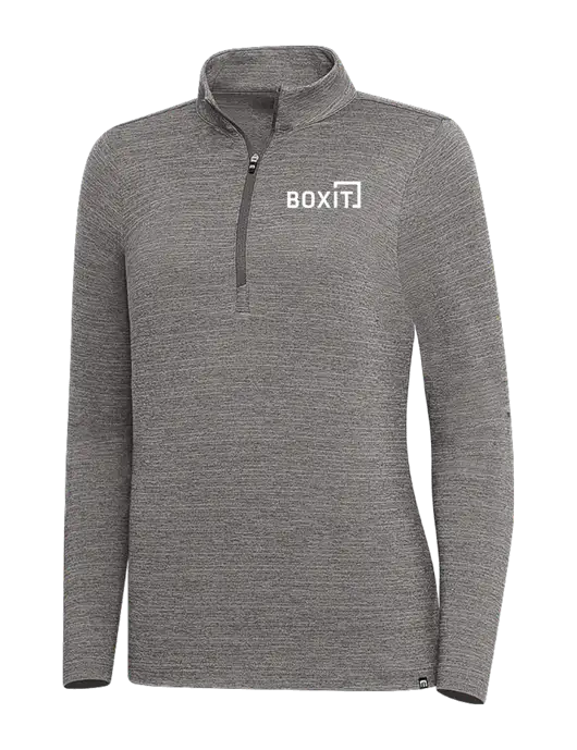 TravisMathew Medium Grey Heather Womens Crestview 1/4 Zip w/BoxIt logo
