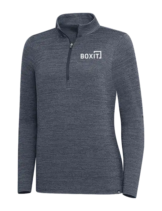 TravisMathew Navy Heather Womens Crestview 1/4 Zip w/BoxIt logo