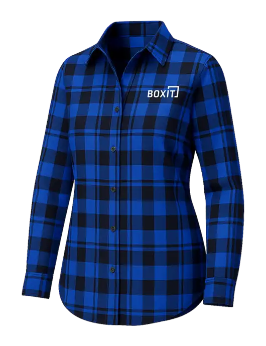 Womens Royal/Black Plaid Flannel Tunic w/BoxIt logo