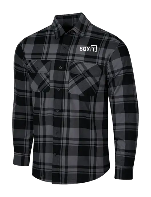 Medium Grey/Black Plaid Flannel Shirt w/BoxIt logo