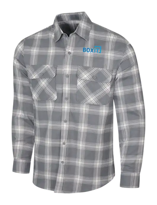 Medium Grey/Cream Plaid Flannel Shirt w/BoxIt logo