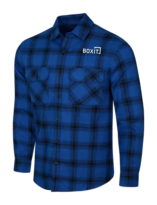 Royal/Black Open Plaid Flannel Shirt w/BoxIt logo