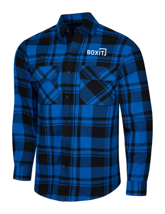 Royal/Black Plaid Flannel Shirt w/BoxIt logo