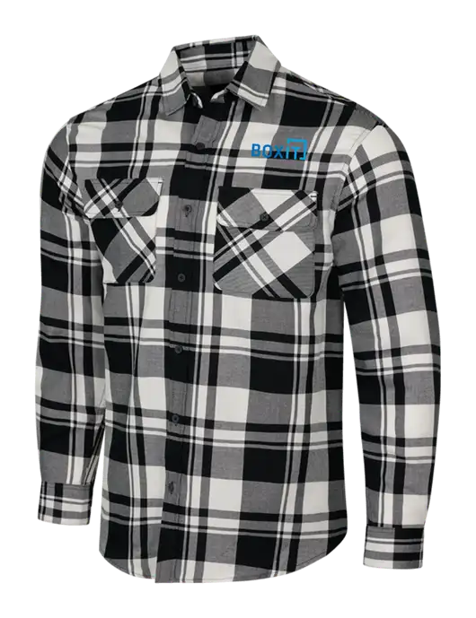 White/Black Plaid Flannel Shirt w/BoxIt logo